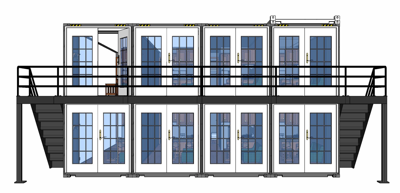 Principe d'habitat modulaire : maisons conteneurs empilées et superposées