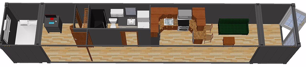Maison conteneur posée en bordure de terrain